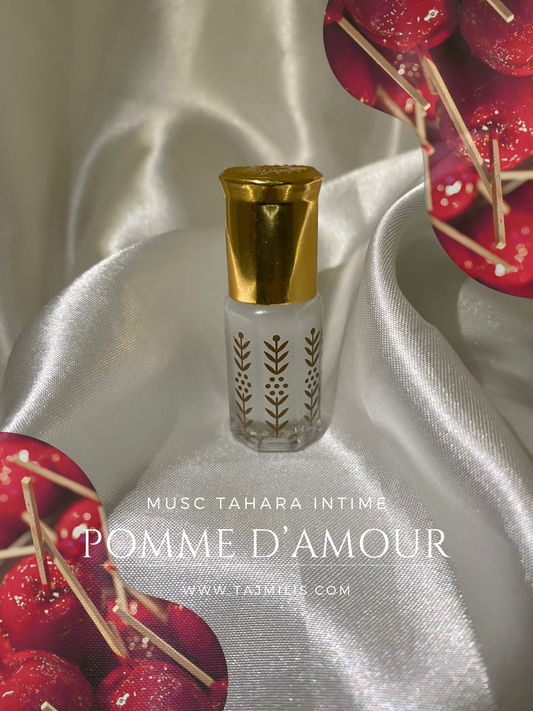 Musc intime pomme d’amour 
Le musc tahara intime pomme d'amour est un parfum exquis qui allie subtilement des notes fruitées et sucrées. 